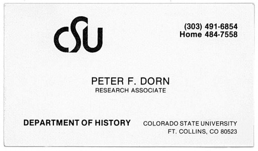 ...kļuvis par Pīteru Dornu. Par vēstures profesora asistentu, viņš patiešām pāris gadus strādāja, un tas ļāva veidot Ph.D. studijām nepieciešamo CV.